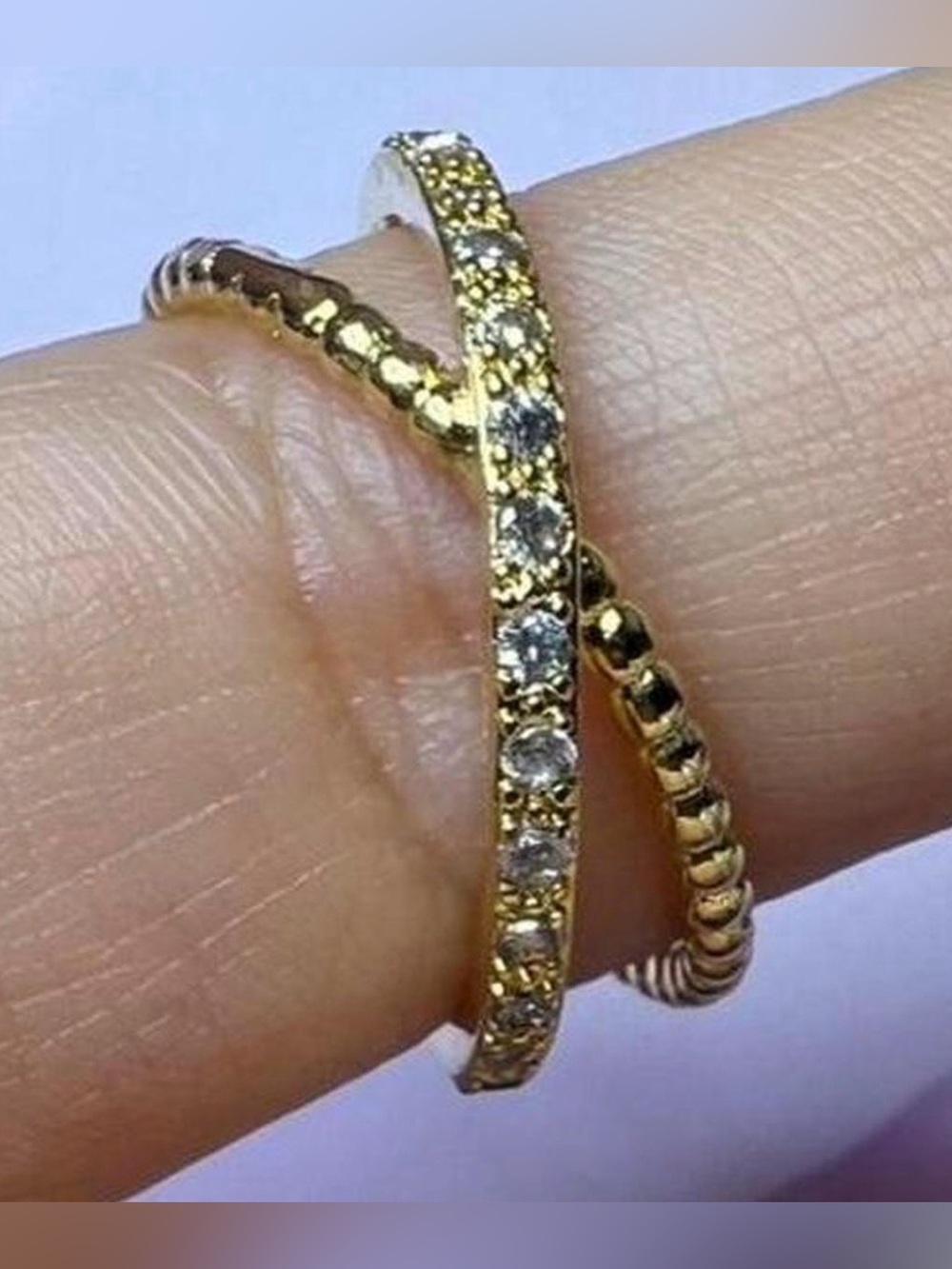 Elegant Gold Crossover Rings - Picture 6 of 6